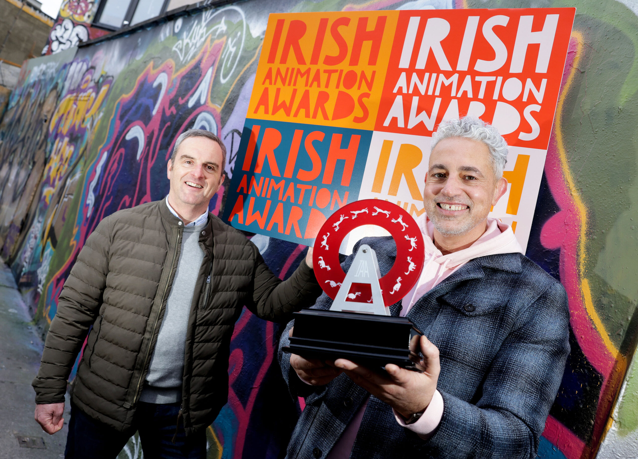 Baz Ashmawy and Ronan McCabe at the launch of the Irish Animation Awards